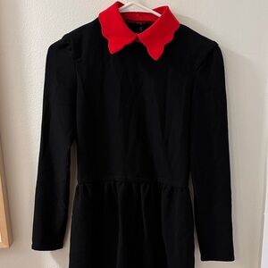Maje Kids Black Dress with Red Collar